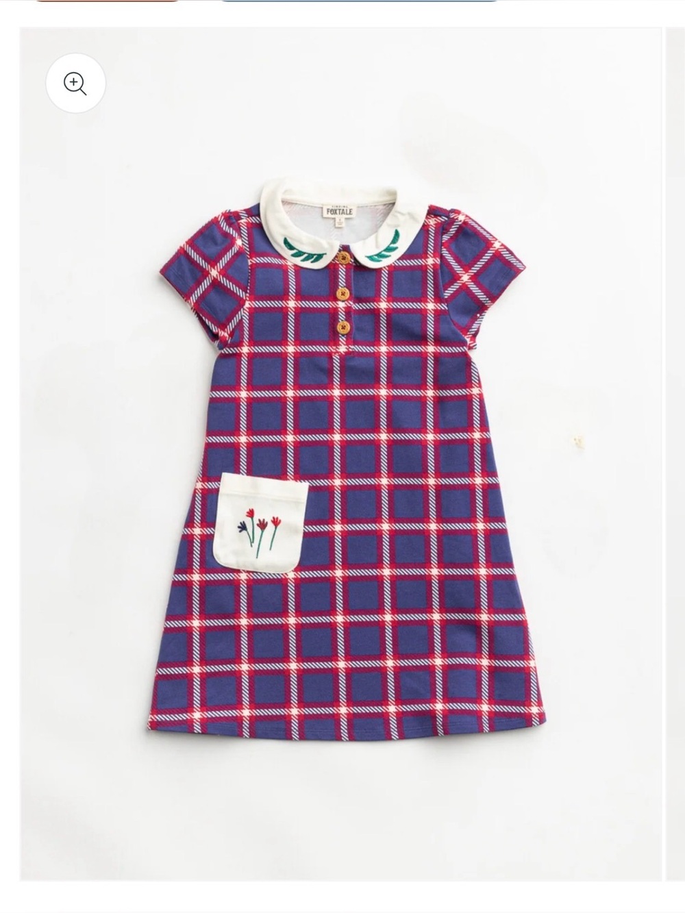 NWT Finding Foxtale Studious Plaid Dress Girls Peter Pan Collar Floral